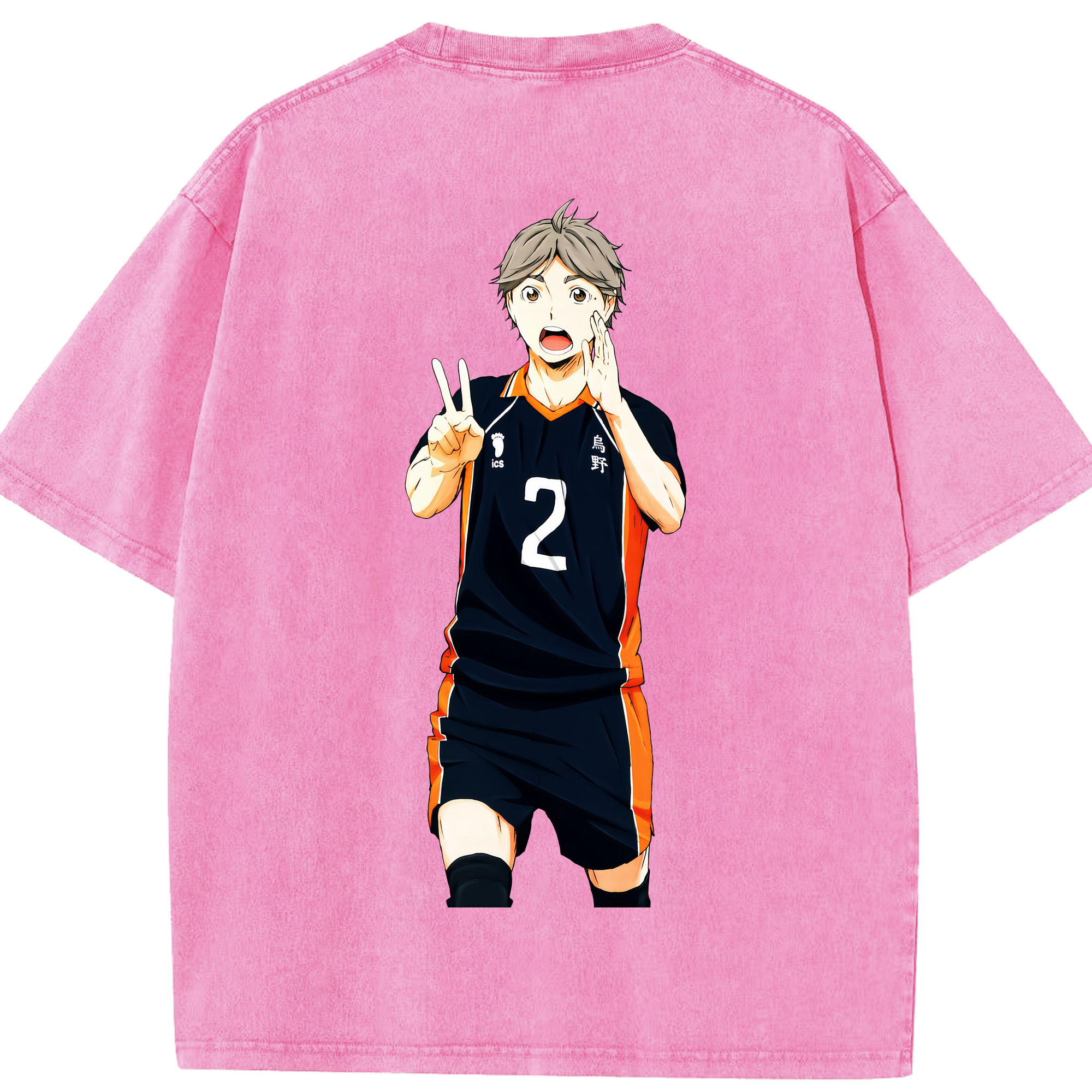 （画像用） ハイキュー!! Haikyu!! 綿100% ヴィンテージ風 半袖Tシャツ（背面プリント）